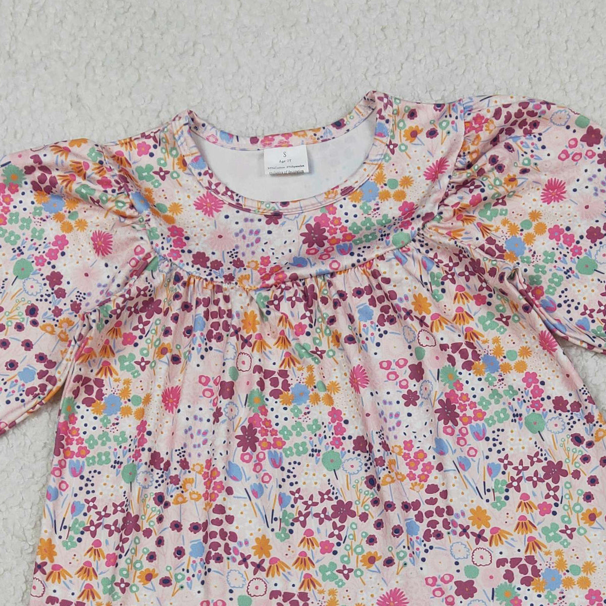 3.16 RTS NO MOQ （In stock）GLP1817 Baby Girls Fashion Colorful Flowers Tunic Legging Pants Clothes Sets