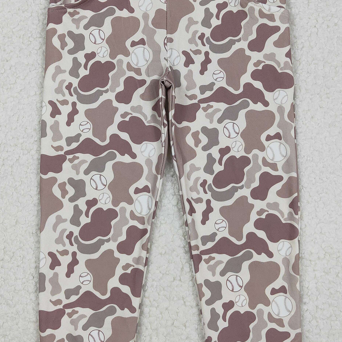 10.27 RTS NO MOQ （In stock）P0875 Baby Boys Pants Baby Boys Khaki Camo Baseballs Team Pockets Leggings Pant Bottom