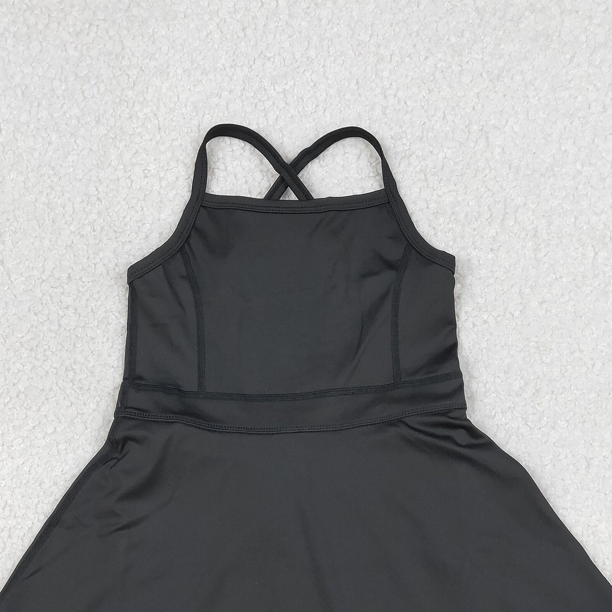 4.8 S0552 RTS NO MOQ （In stock) Black straps ruffle baby girls summer active wear