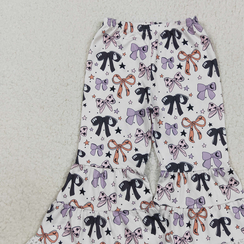 RTS NO MOQ （In stock）P0783 Baby Girls PantsBaby Girls Colorful Bows Stars Plaid Bell Bottom Pants