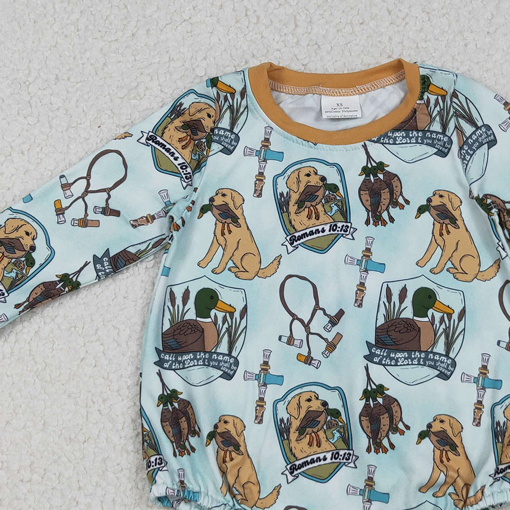 9.27 RTS NO MOQ （In stock）LR2439 Baby Boys Winter Rompers Baby Boys Dogs Ducks Hunting Rompers