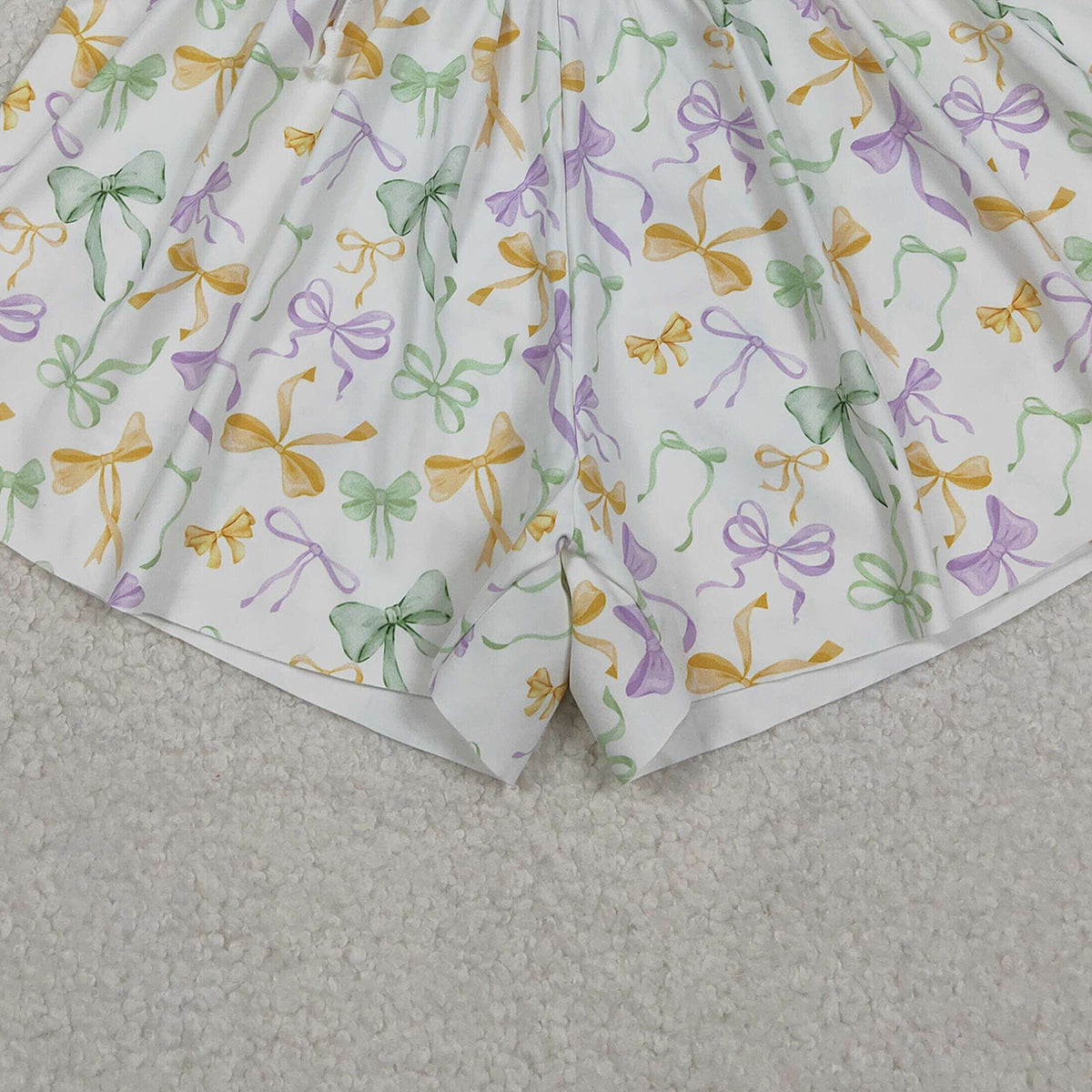 11.17RTS NO MOQ （In stock）SS0679 Adult Women Mardigras Bows Ruffle Yoga Shorts Bottoms