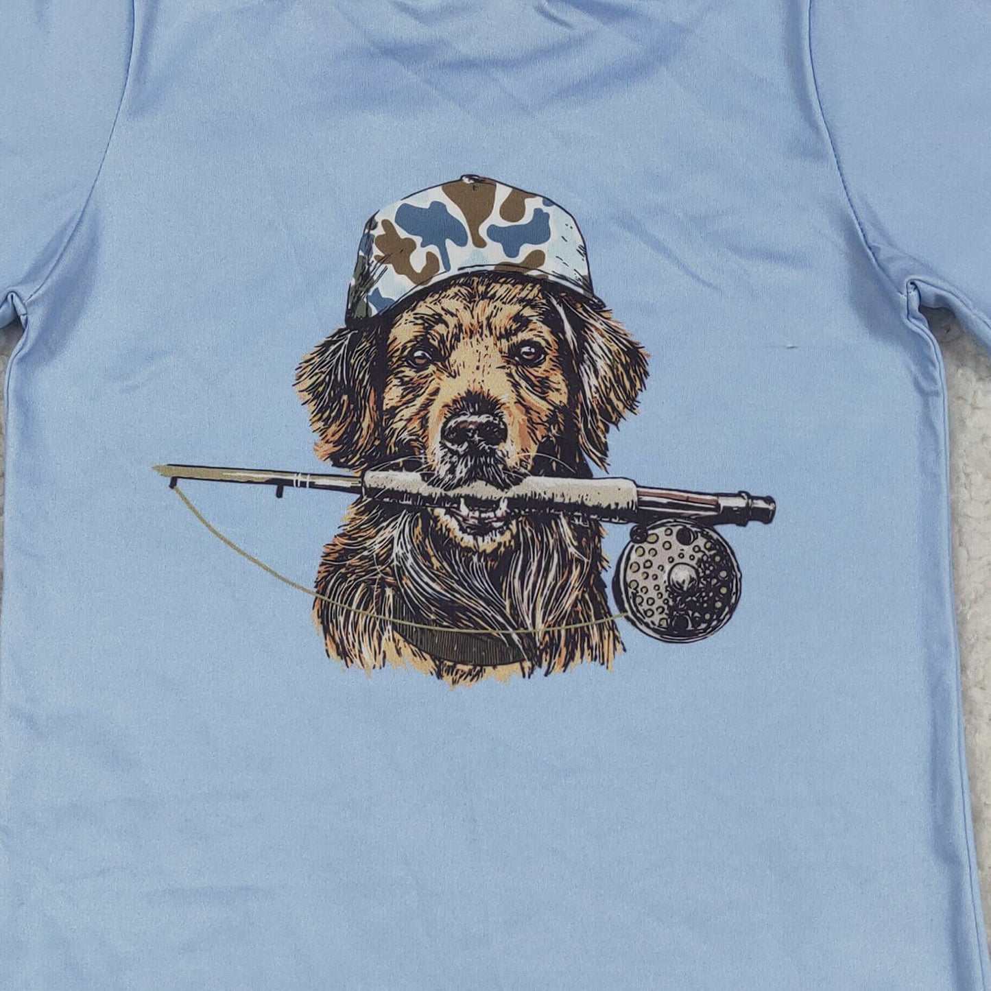 BT1761 RTS NO MOQ （In stock ）Short sleeves light blue camo dog kids boys shirts