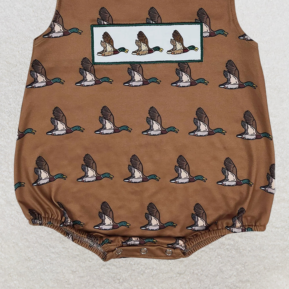 SR1285 RTS NO MOQ Baby Boys Summer Rompers Baby Boys Mallard Ducks Summer Sleeveless Rompers