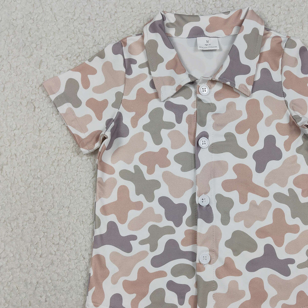 1.9 RTS NO MOQ （In stock）BT1564 Baby Boys Southern Light Grey Khaki Camo Button Shirts Top