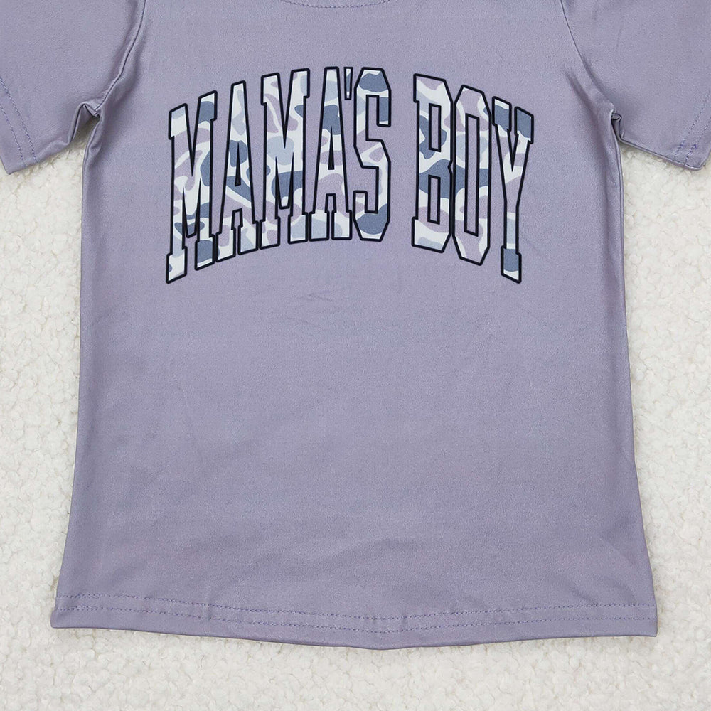 5.19  BT1187 RTS NO MOQ Short sleeves grey camo mama's boy children shirt
