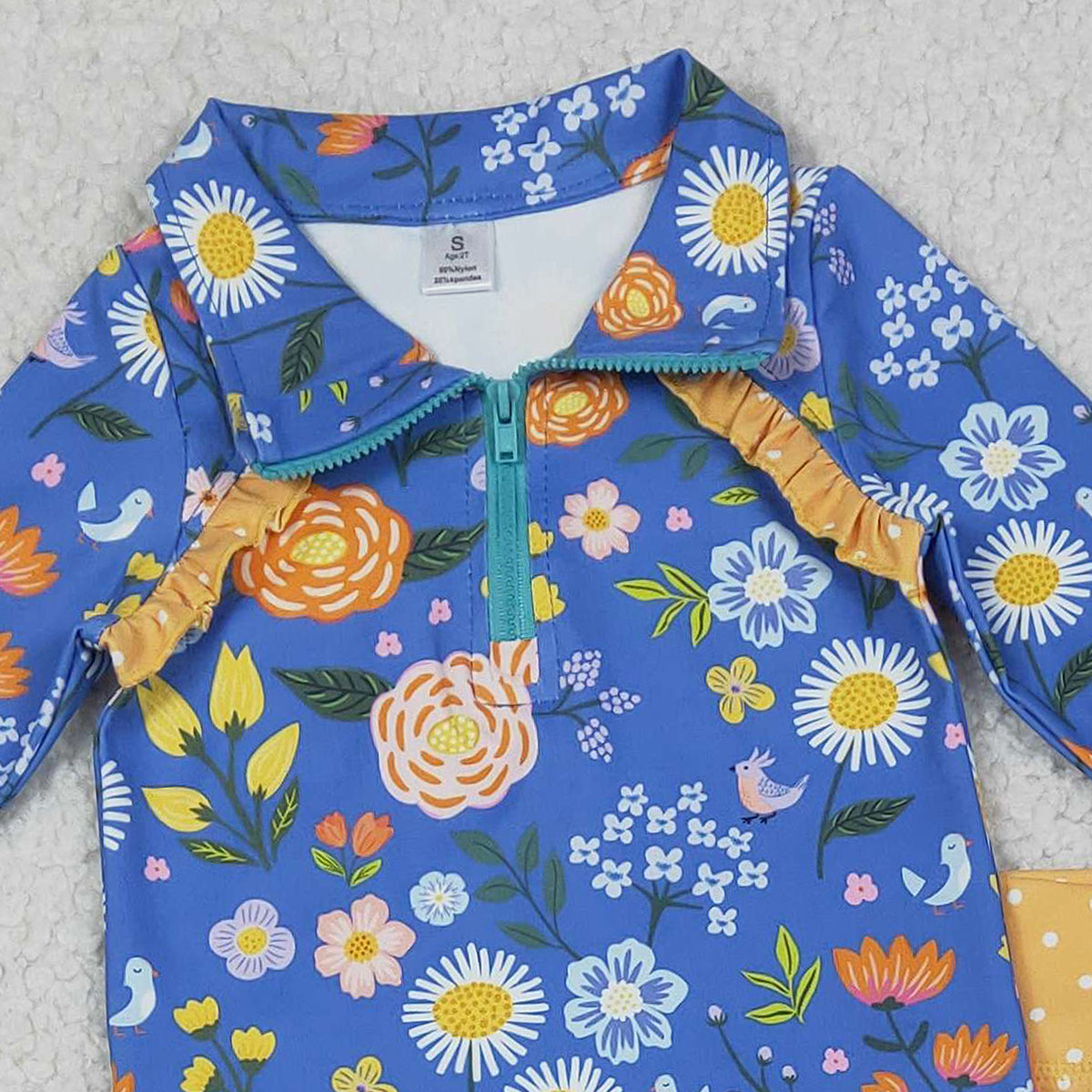 12.17 RTS NO MOQ （In stock）GLP2736 Baby Girls Colorful Flowers Zipper Pullover Leggings Yoga Active Clothes Set