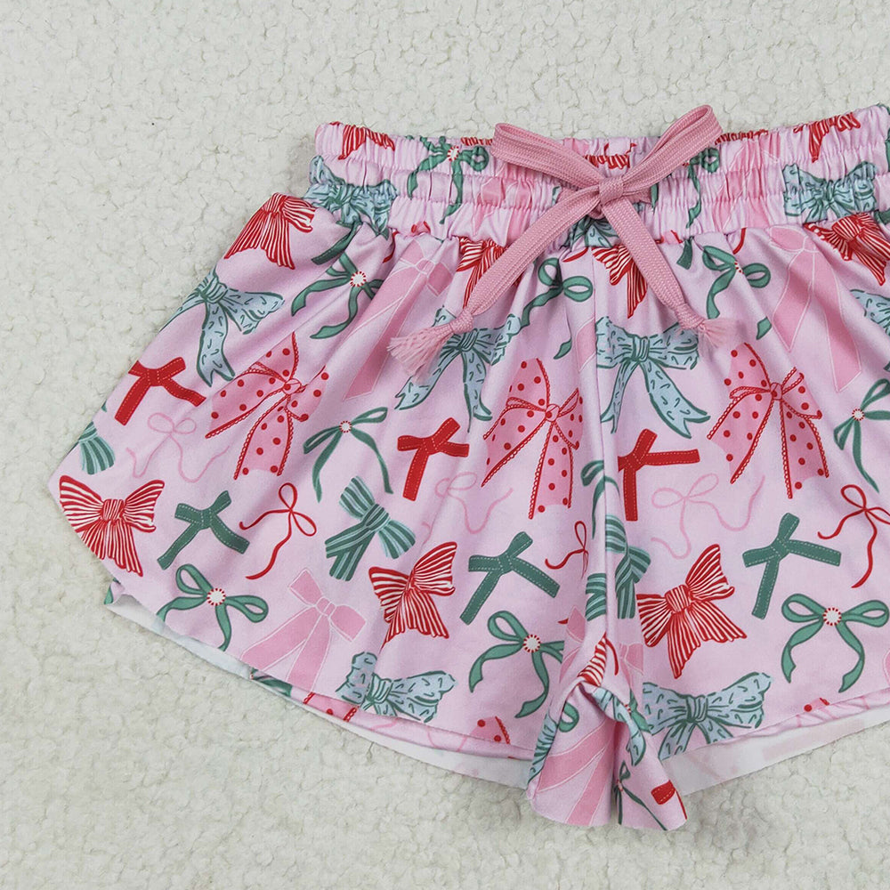 SS0578 RTS NO MOQ Baby Girls Summer Shorts Baby Girls Pink Green Bows Summer Shorts Bottoms