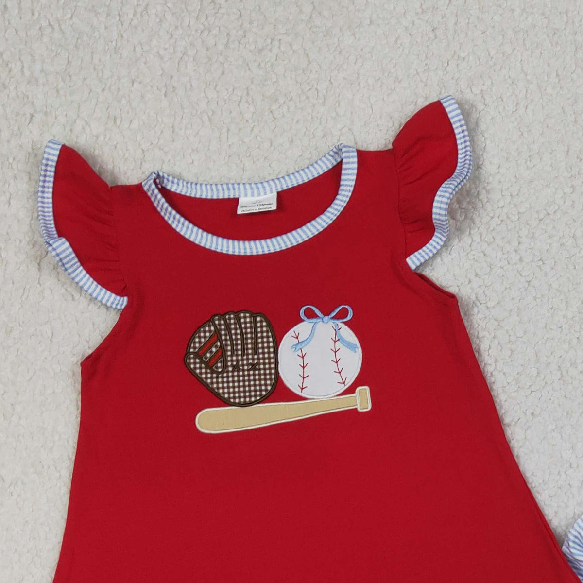 4.3 GSSO3246 RTS NO MOQ （In stock ）Baseball bow top stripe shorts girls summer outfit