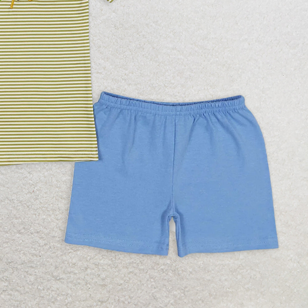 BSSO0732 RTS NO MOQ Baby Boys Summer Boys Outfits Baby Boys Stripes Fishing Short Sleeve Tee Shirts Tops Shorts Clothes Sets