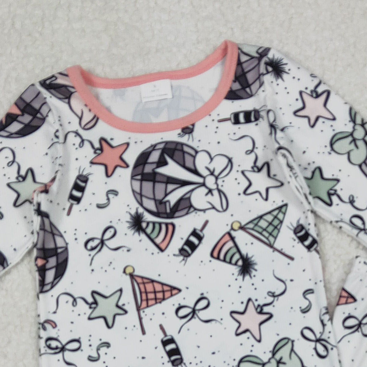 10.21 RTS NO MOQ （In stock）GLP2711 Baby Girls Happy New Year Top Ruffle Pant Pajamas Sets