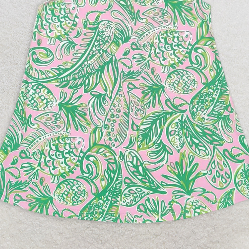 GT0561  RTS NO MOQ Baby Girls Summer Tops Baby Girls Hot Pink Gren Fish Peart Tunic Top