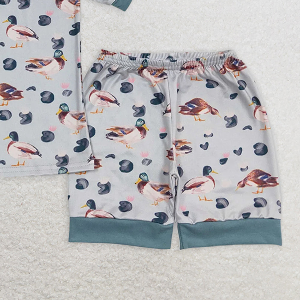 BSSO0282 RTS NO MOQ Baby Boys Summer Pajamas Outfits Baby Boys Duck Hunting Short Sleeve Tops Shorts Clothing Sets