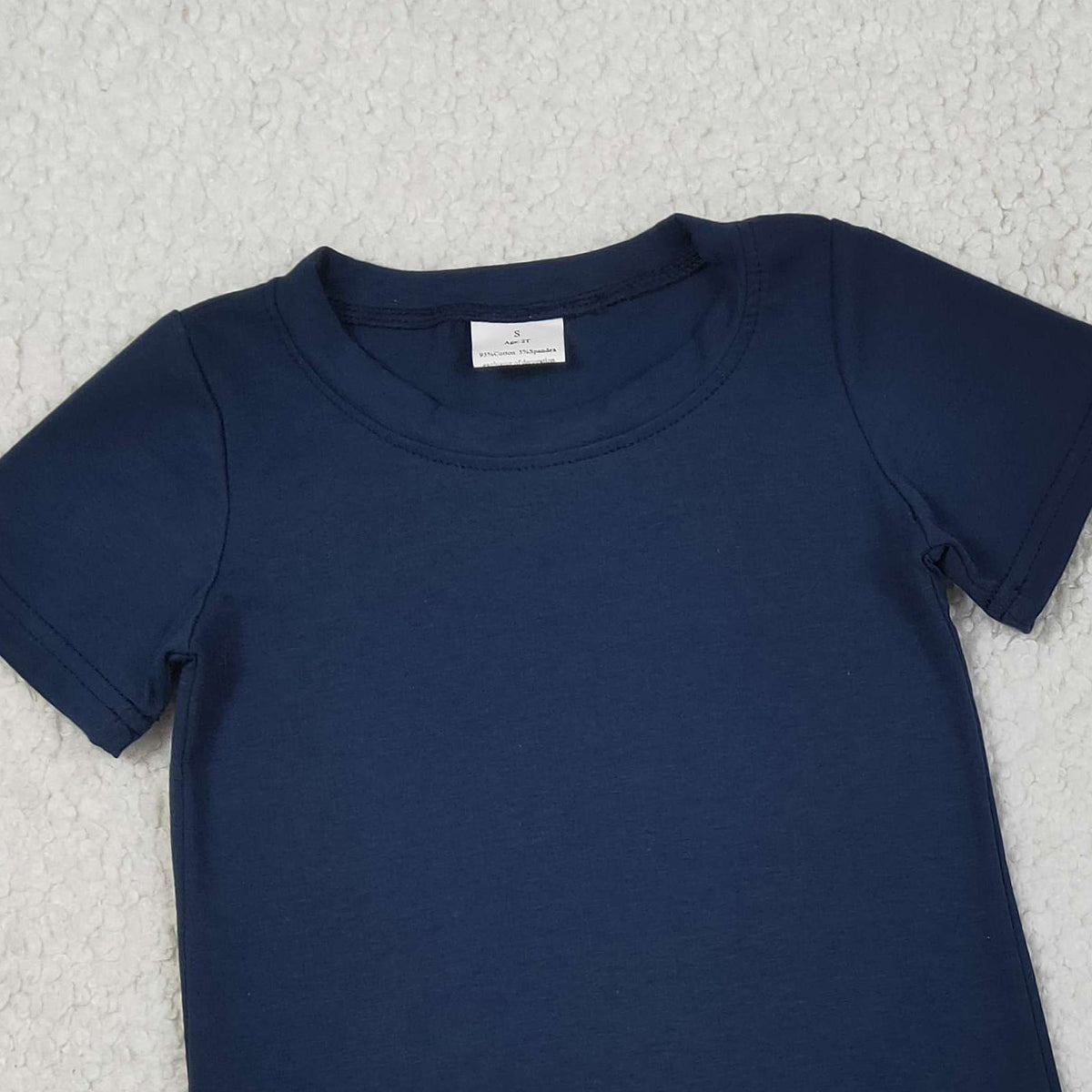 3.12 RTS NO MOQ （In stock）BSSO1882 Kids Clothing for Baby Boys Short Sleeve Navy Shirts Top Checked Pockets Short Clothes Sets