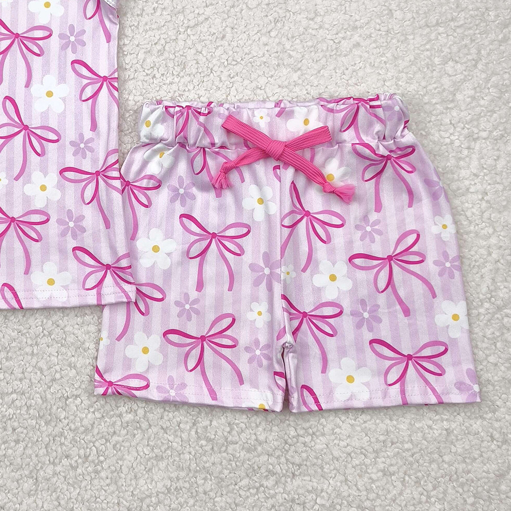 7.19 GSSO2479RTS NO MOQ Baby Girls Outfits baby girl clothes yoga floral bow sleeveless shorts set