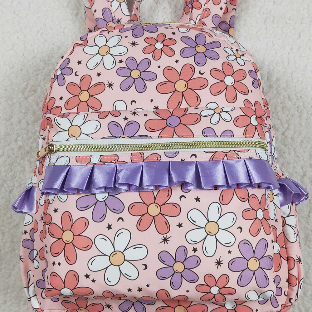 USA Shop (in stock) BA0240 RTS NO MOQ Baby Bags Baby Kids Girls Pink Flowers Backpack Zip Back Bags