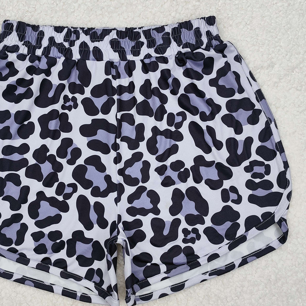 4.24 SS0385 RTS NO MOQ Black leopard elastic waist adult women summer shorts