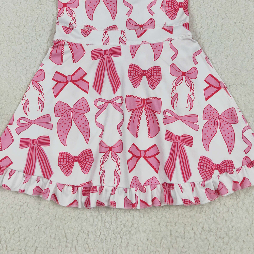 8.19 USA Shop (in stock)GSD2564 Baby Girls Summer Yoga Dress Baby Girls Strap Hot Pink Bows Plaid Activity Wear Yoga Knee Length Dresses