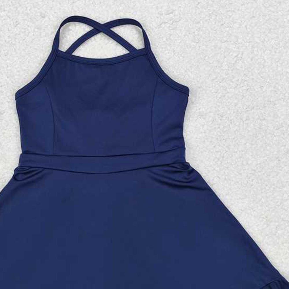 USA Shop (in stock)S0456  Baby Girls Summer Swimsuits Baby Girls Navy Athletic Active Wear Knee Length Dresses