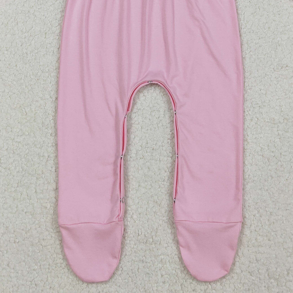 RTS NO MOQ （In stock）LR2563 Baby Girls Winter Rompers Embroidery Pumpkins Turkey Baby Thanksgiving Pink Fall Footed Rompers