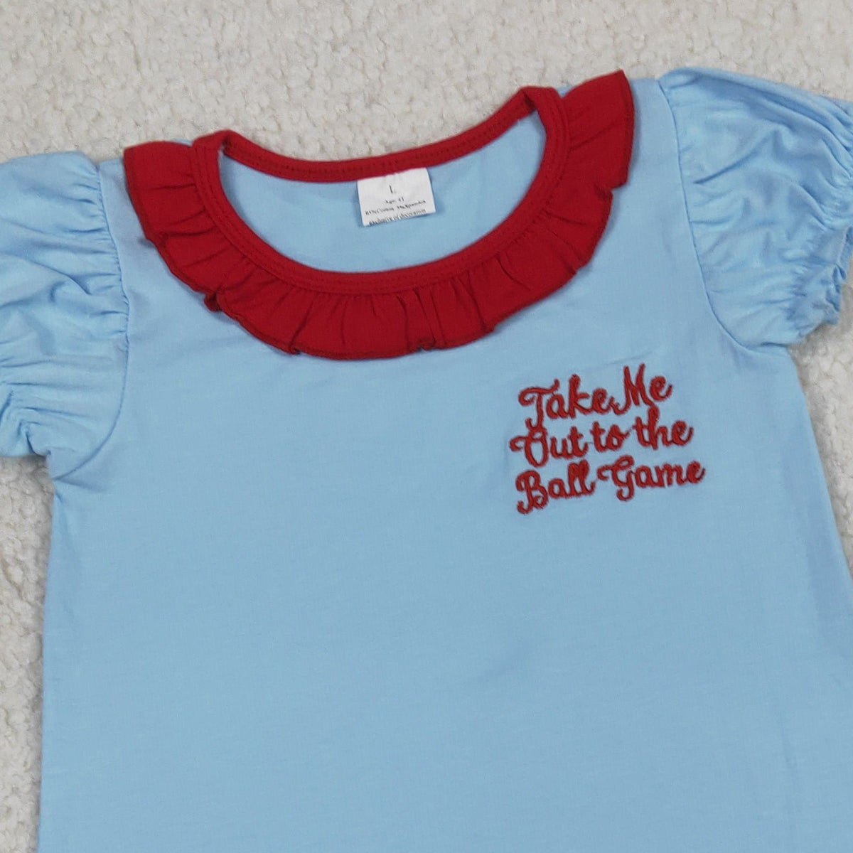 4.7 GSD3685 RTS NO MOQ （In stock) Short sleeves baseball bow kids girls dresses