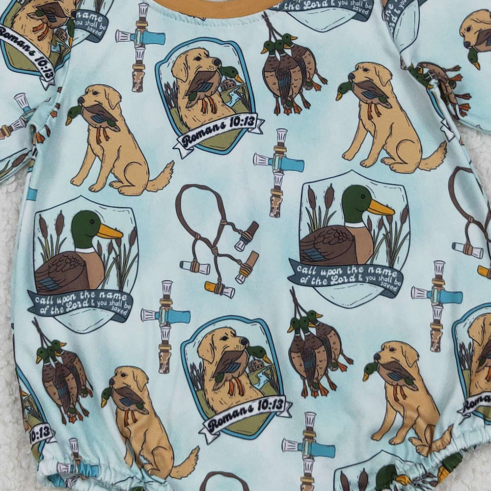 9.27 RTS NO MOQ （In stock）LR2439 Baby Boys Winter Rompers Baby Boys Dogs Ducks Hunting Rompers
