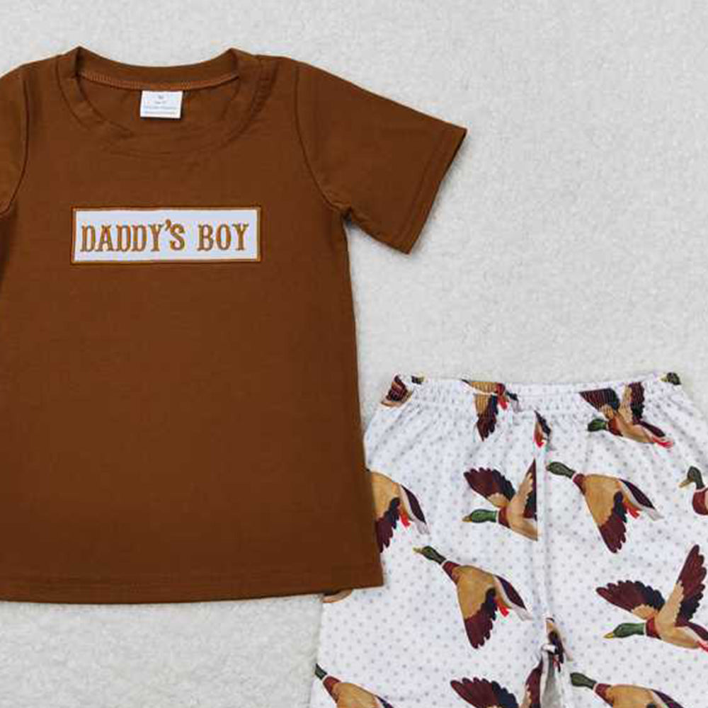 5.16  BSSO0719  RTS NO MOQ Daddy's boy shirt duck shorts boys summer outfits