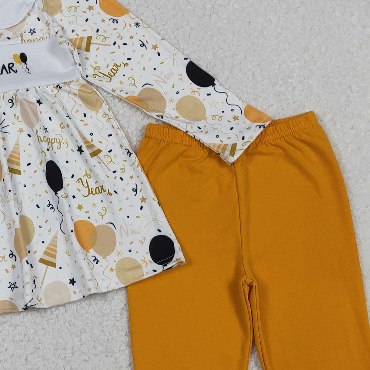 11.1 RTS NO MOQ （In stock）GLP2901 Embroidery Happy New Baby Girls Year Balloons Tunic Leggings Clothes Sets