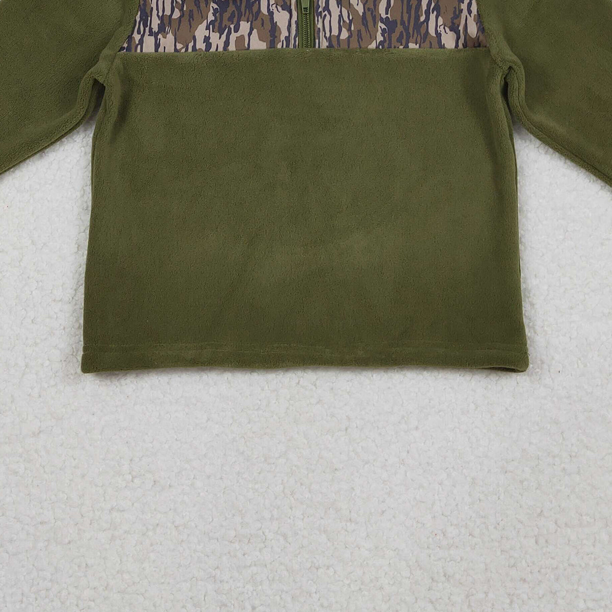 10.16 RTS NO MOQ （In stock）BT1317 Baby Boys Olive Camo Southern Zipper Pullover Top