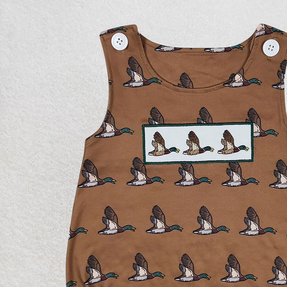 SR1285 RTS NO MOQ Baby Boys Summer Rompers Baby Boys Mallard Ducks Summer Sleeveless Rompers