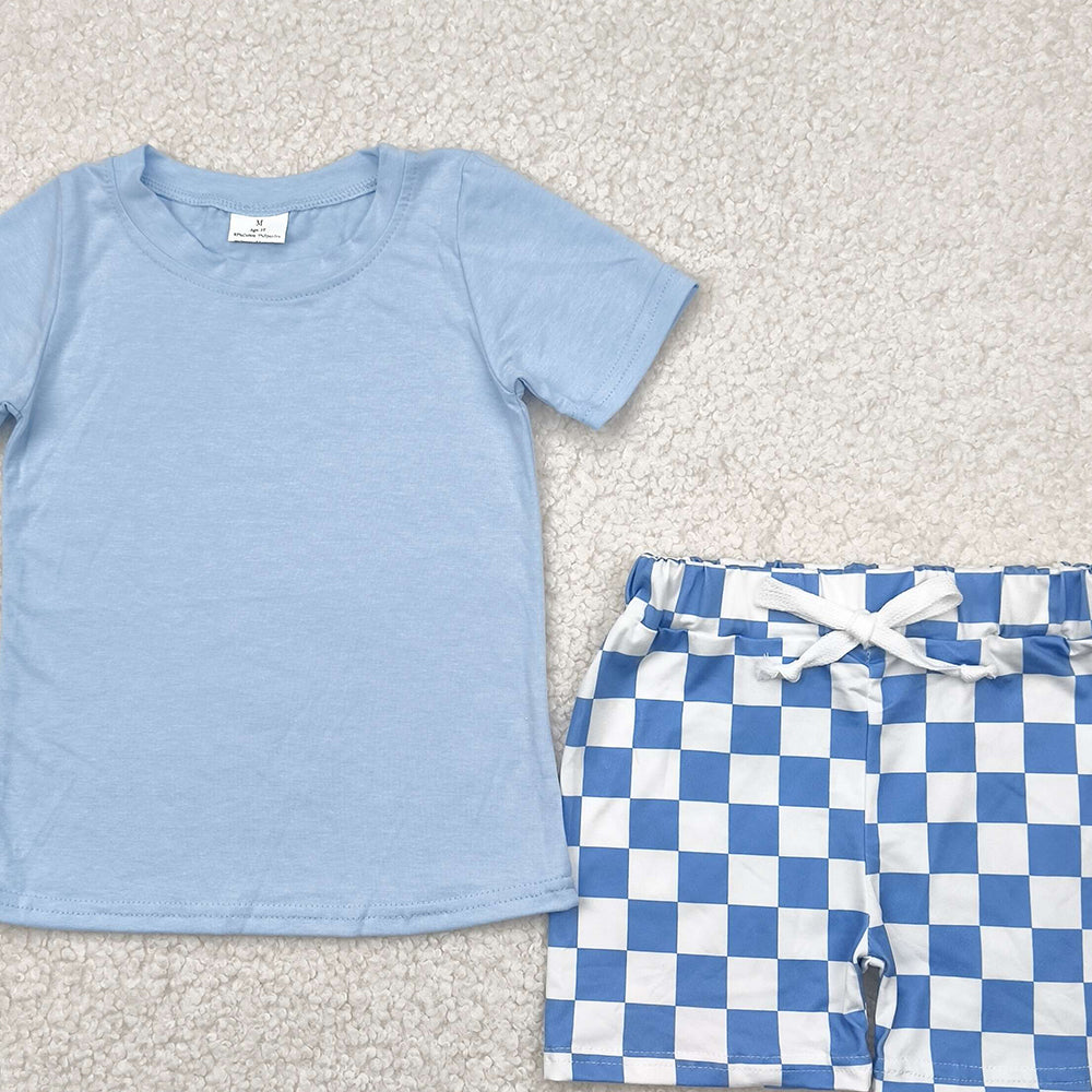 6.20 BSSO1469 RTS NO MOQ Baby Boys Summer Boys Outfits baby boy clothes blue short sleeve shorts set