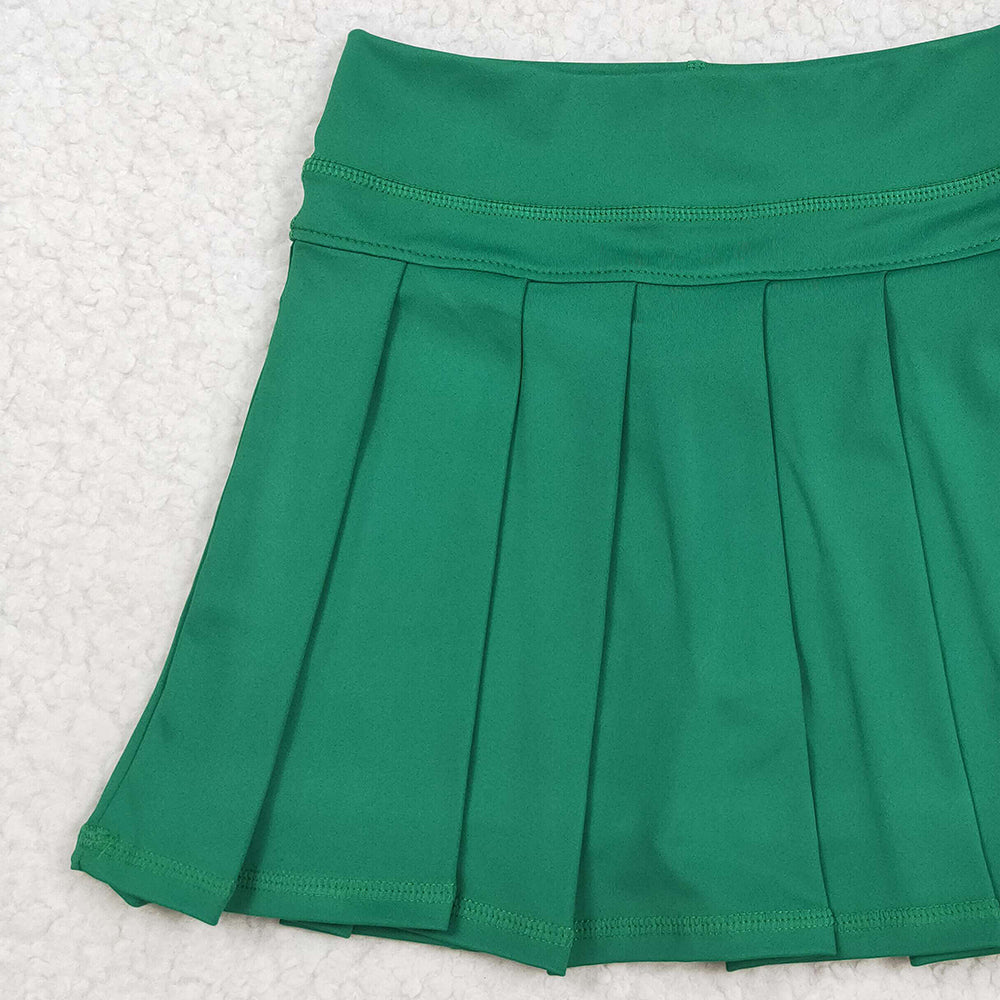 8.22 RTS NO MOQ （In stock）GLK0126 Baby Girls Summer Yoga Skirt Baby Girls Green Yoga Skorts Pleated Skirts Bottom