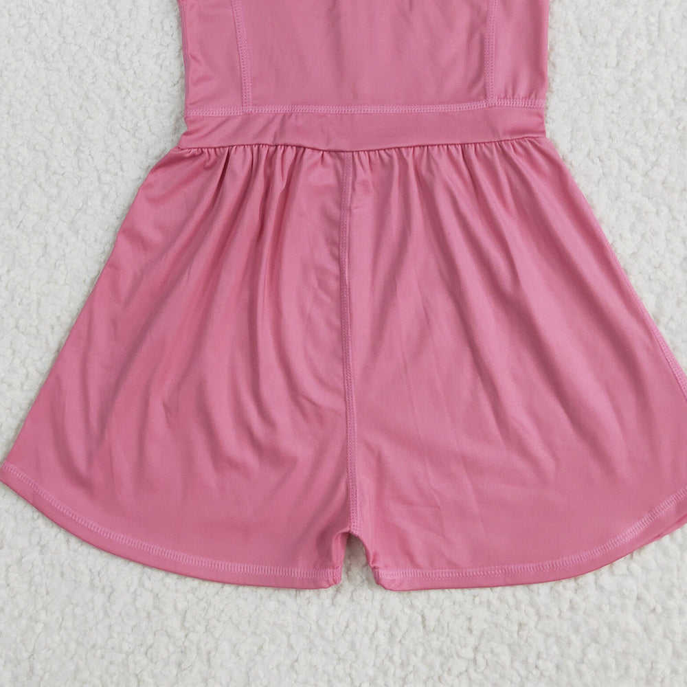7.01 SR3024 RTS NO MOQ Baby Girls Summer JumpsuitsBaby Girls Pink Sleeveless Yoga Jumpsuits