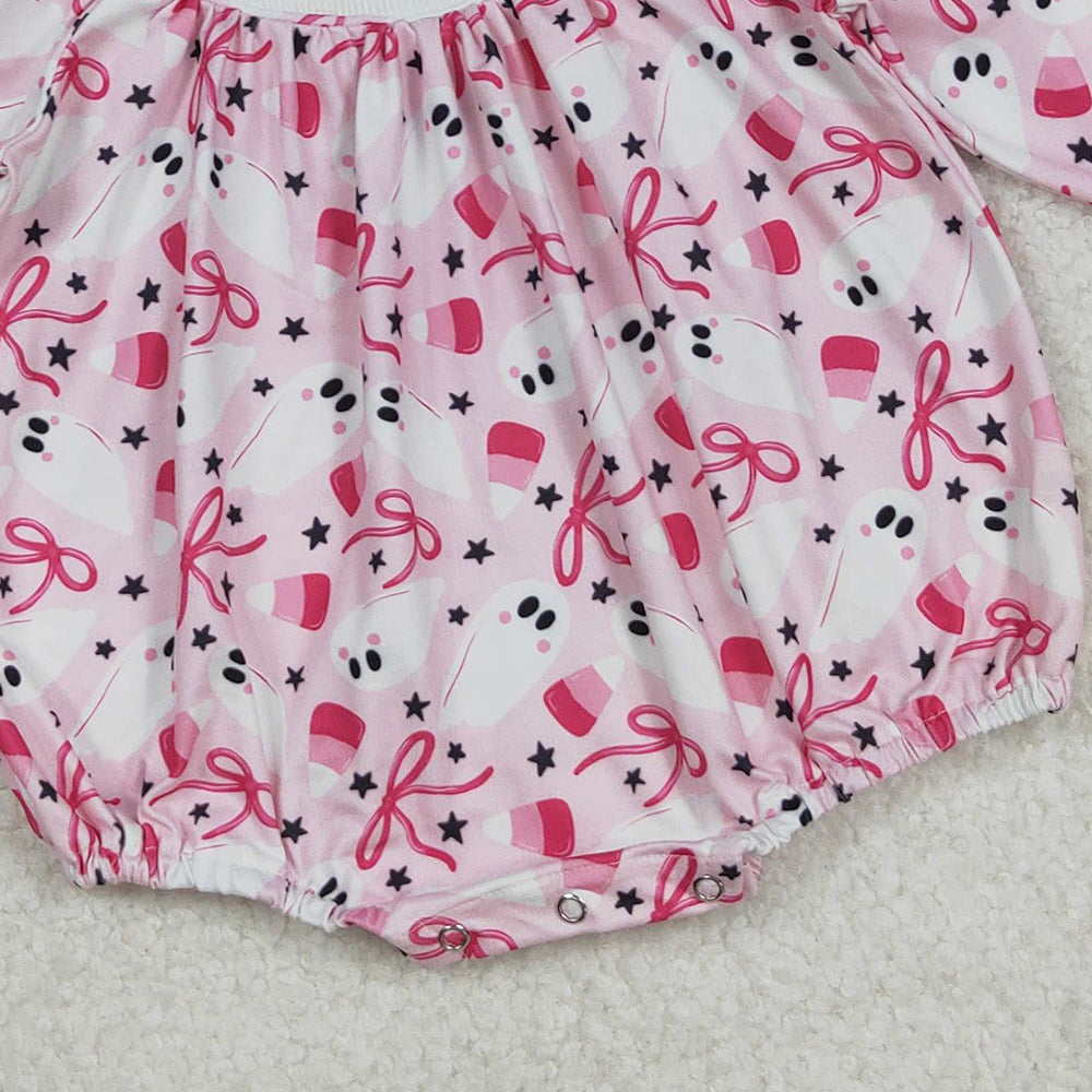 RTS NO MOQ （In stock）LR2216 Baby Girls Winter Rompers Pink Flowers Smocked Rompers Thanksgiving Turkey Outfit Cute Baby Girl Clothing Holiday Rompers