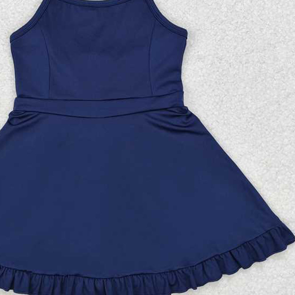 USA Shop (in stock)S0456  Baby Girls Summer Swimsuits Baby Girls Navy Athletic Active Wear Knee Length Dresses
