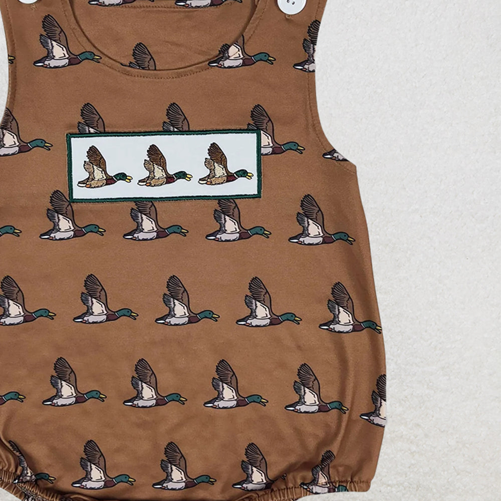 SR1285 RTS NO MOQ Baby Boys Summer Rompers Baby Boys Mallard Ducks Summer Sleeveless Rompers