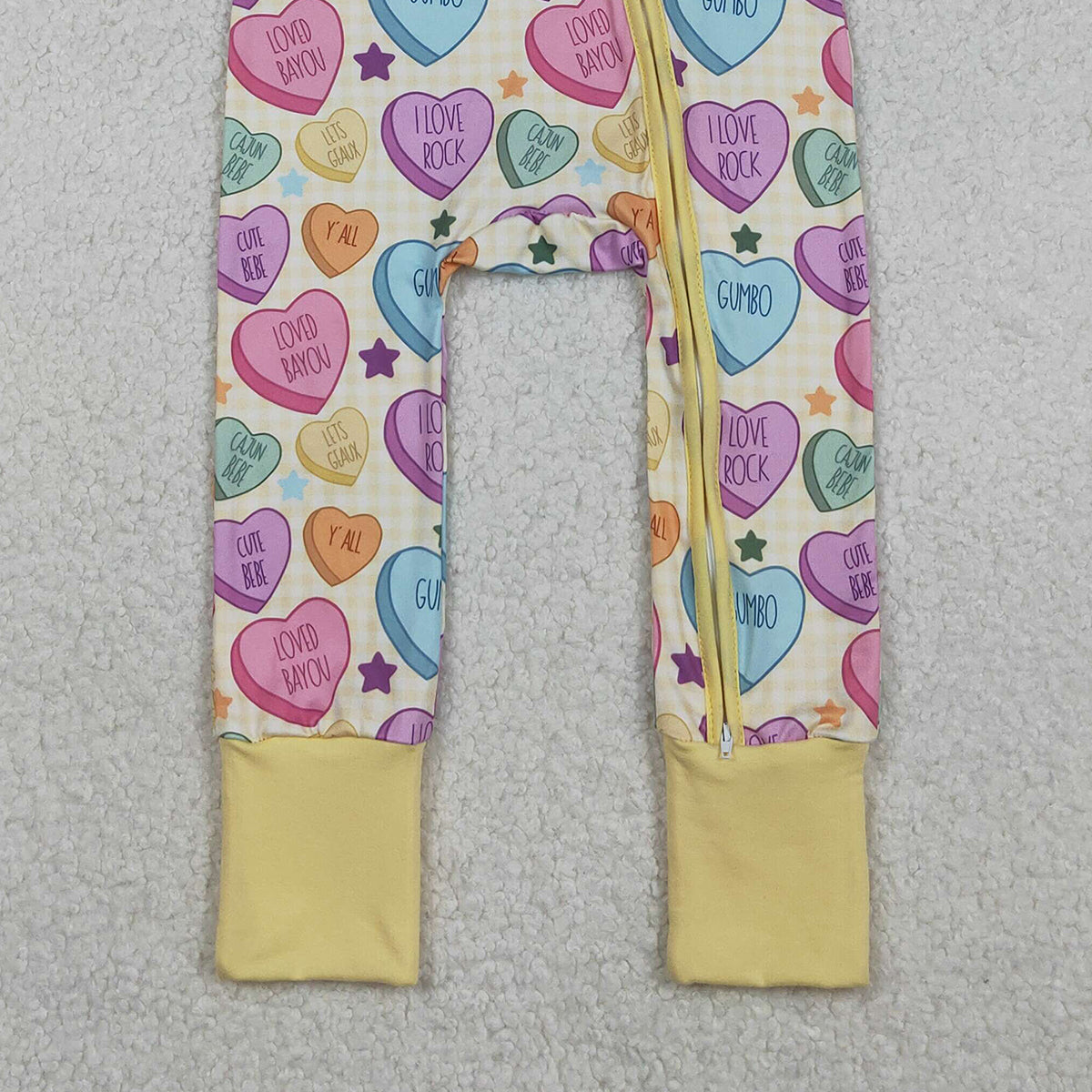 11.11 RTS NO MOQ （In stock）LR2778 Baby Girls Winter Rompers Baby Girls Colorful Hearts Stars Valentine Two Way Zip Converbitle Rompers