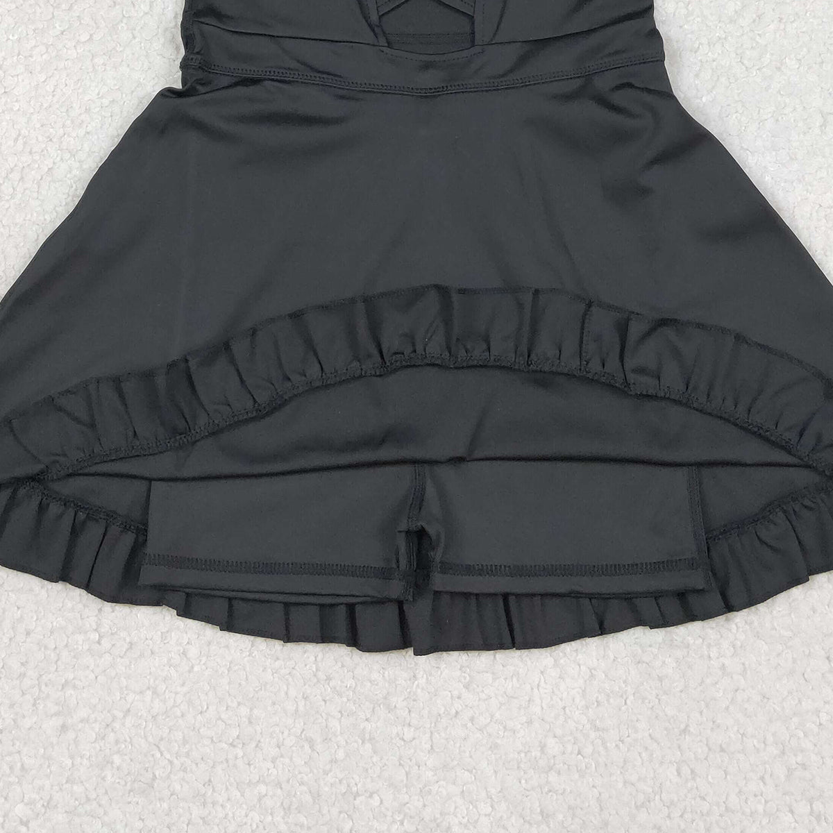 4.8 S0552 RTS NO MOQ （In stock) Black straps ruffle baby girls summer active wear