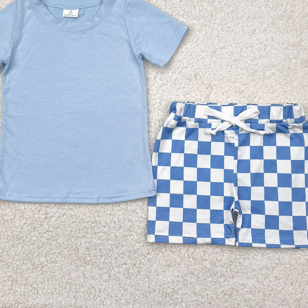 6.20 BSSO1469 RTS NO MOQ Baby Boys Summer Boys Outfits baby boy clothes blue short sleeve shorts set