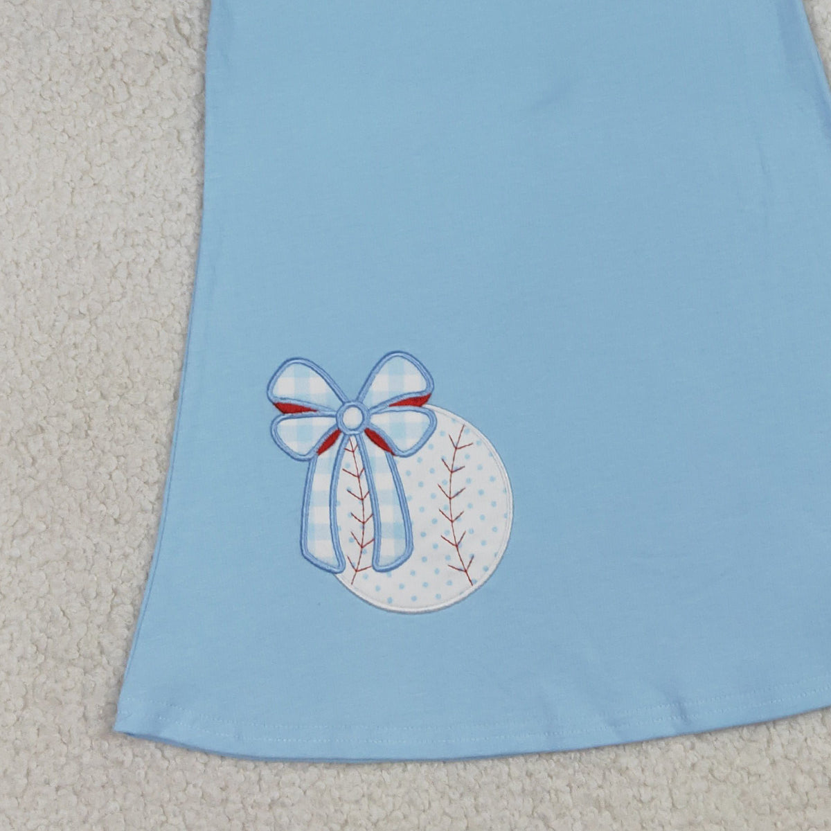 4.7 GSD3685 RTS NO MOQ （In stock) Short sleeves baseball bow kids girls dresses