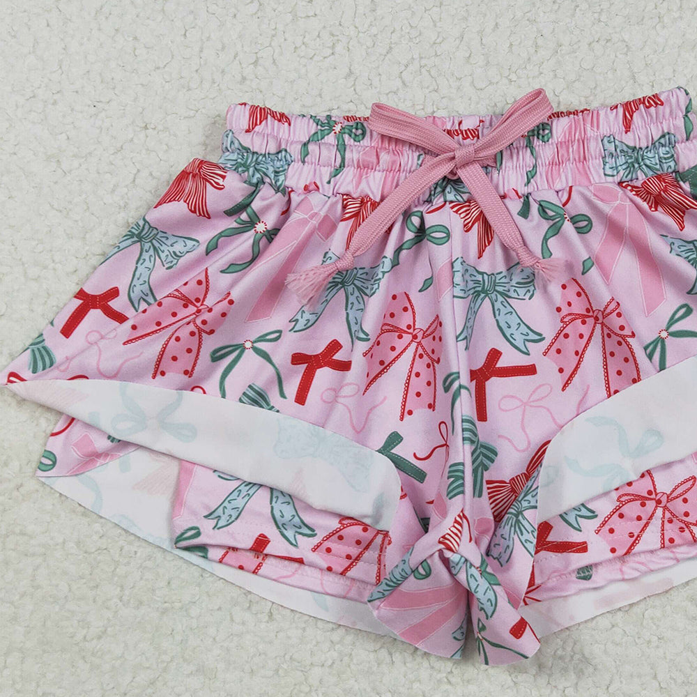 SS0578 RTS NO MOQ Baby Girls Summer Shorts Baby Girls Pink Green Bows Summer Shorts Bottoms
