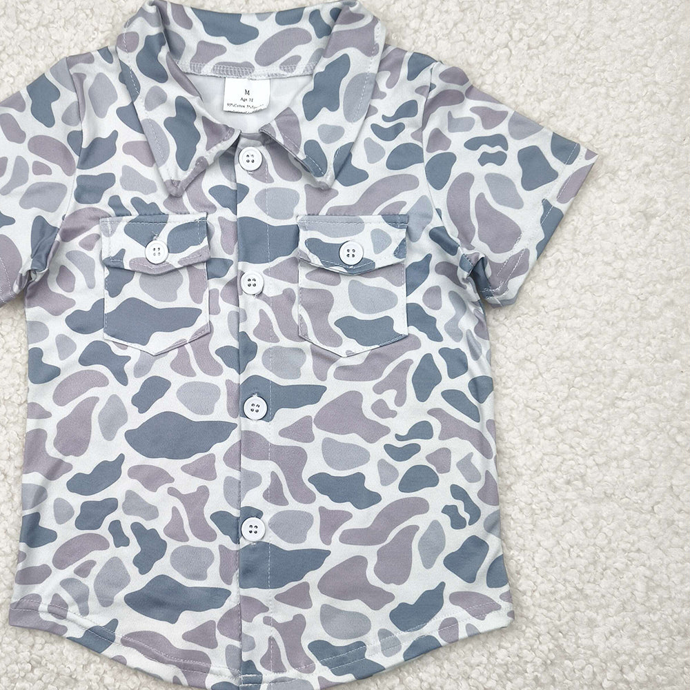 6.10  BT1202SRTS NO MOQ Baby Boys Summer Tops toddler boys clothes camouflage short Sleeve Top