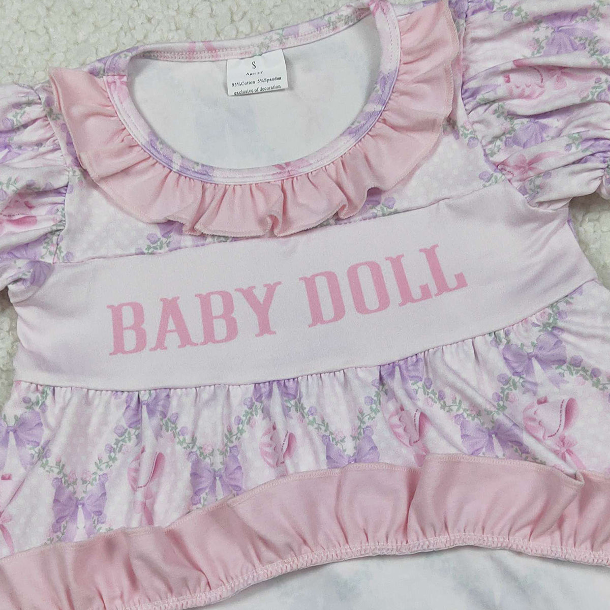 11.18 RTS NO MOQ （In stock）SR3291 Baby Girls Summer Rompers Baby Girls Baby Doll Bows Flowers Checked Tunic Ruffle Bummier Rompers