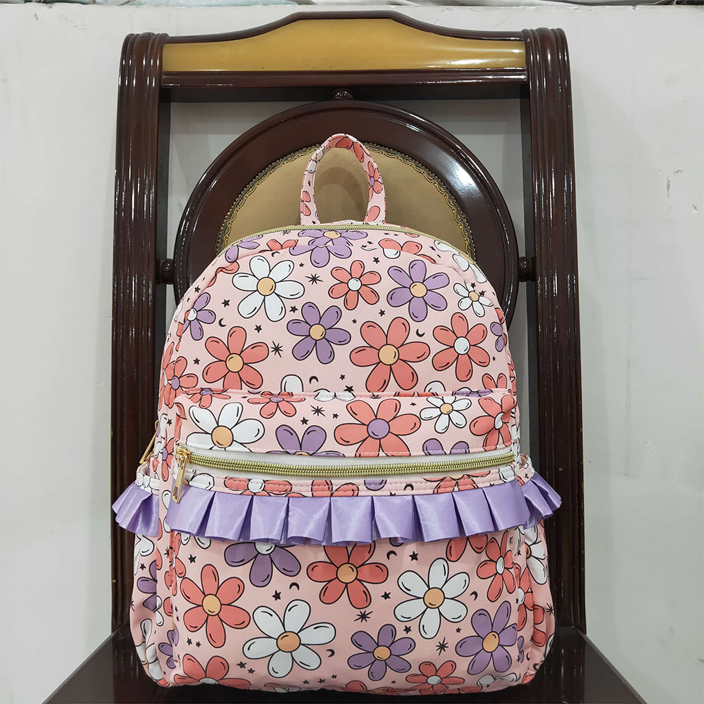 USA Shop (in stock) BA0240 RTS NO MOQ Baby Bags Baby Kids Girls Pink Flowers Backpack Zip Back Bags