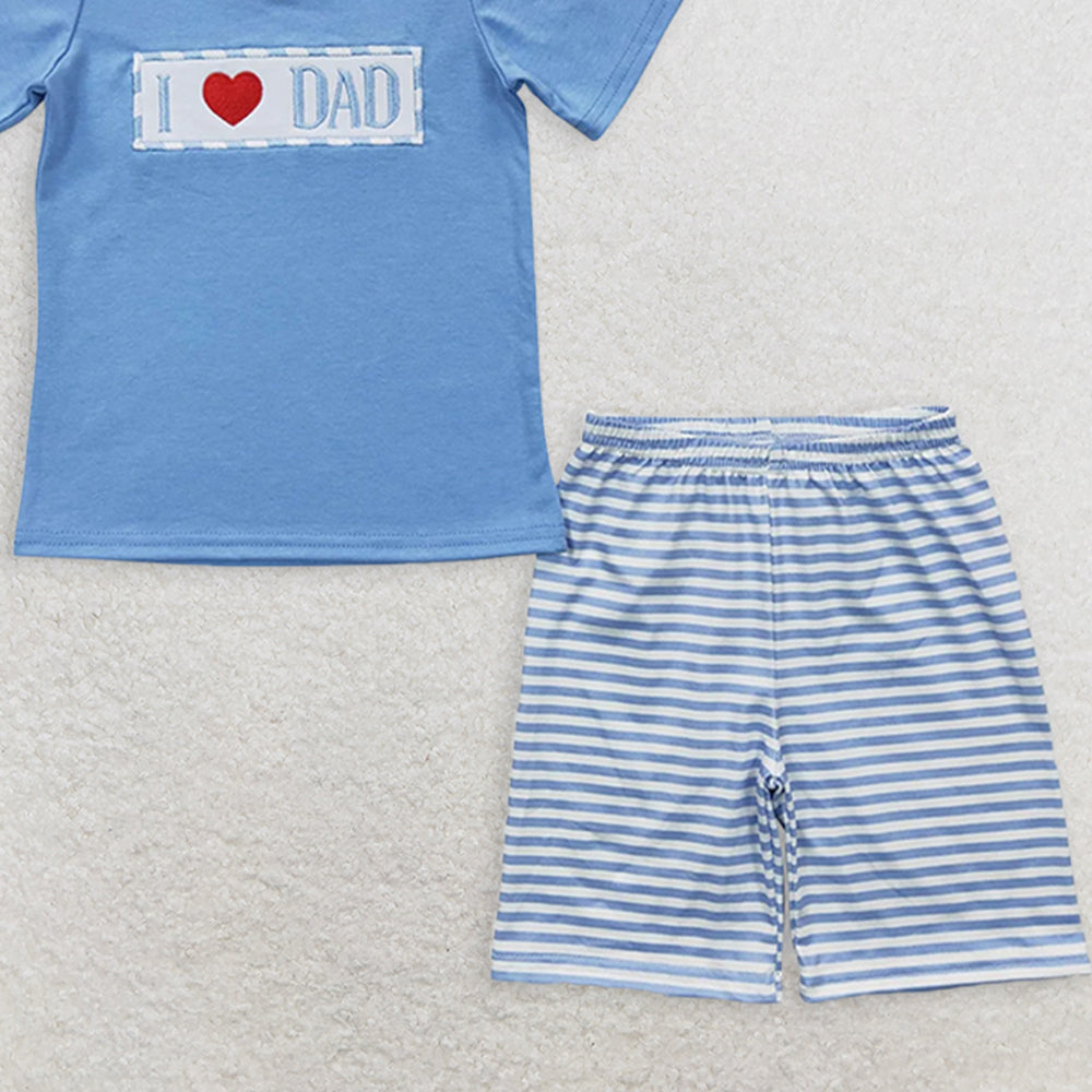 BSSO0172RTS NO MOQ  Baby Boys Summer Boys Outfits Baby Boys I love Dad Summer Shorts Clothes Sets