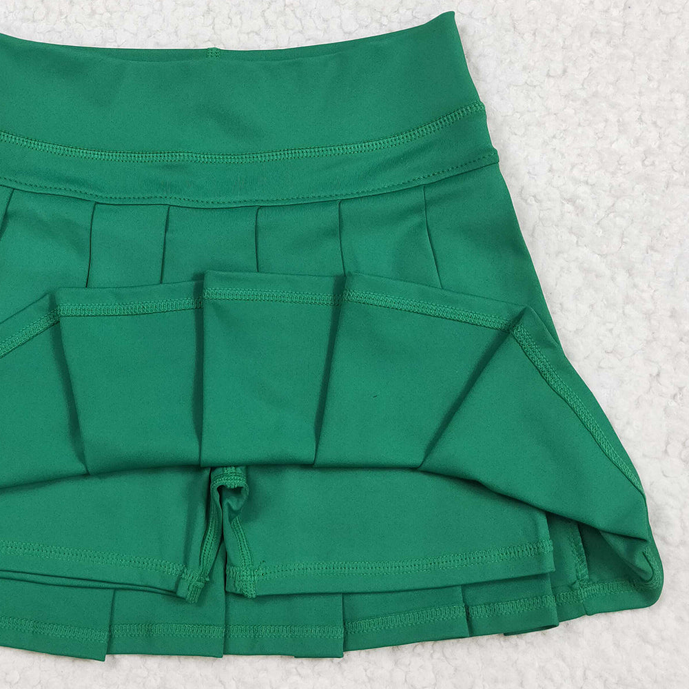 8.22 RTS NO MOQ （In stock）GLK0126 Baby Girls Summer Yoga Skirt Baby Girls Green Yoga Skorts Pleated Skirts Bottom