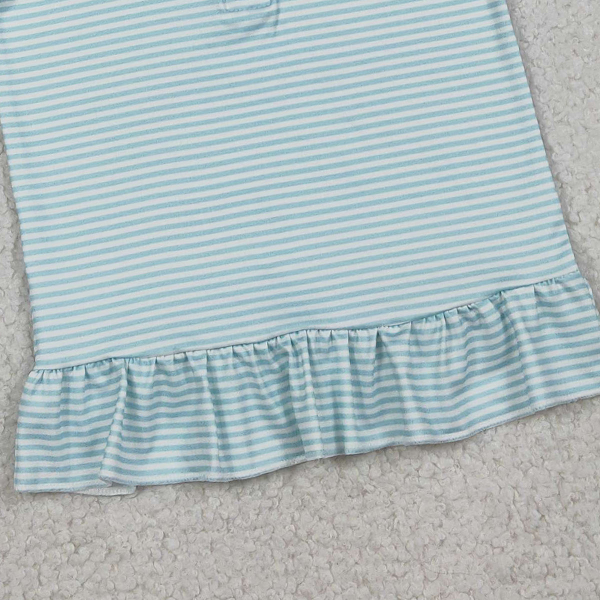 1.21 RTS NO MOQ （In stock）GT1543 Embroidery Bow Dogs Baby Girls Blue Stripe Hunting Zip Ruffle Pullovers Top