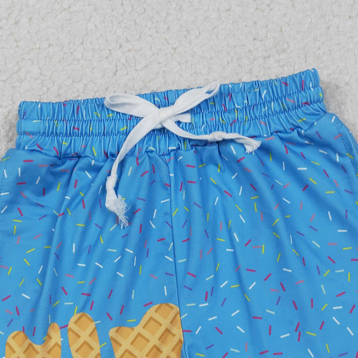 10.30 RTS NO MOQ （In stock）SS0619 Baby Girls Blue Ice Cream Drip Summer Shorts Bottoms