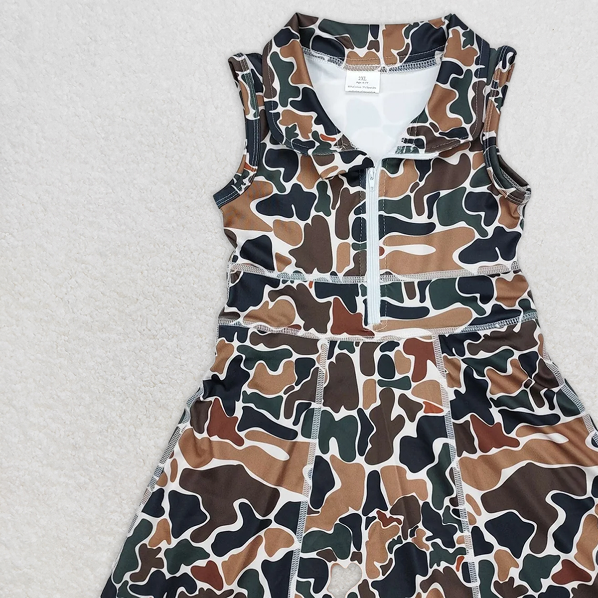 USA Shop (in stock)GSD1382  RTS NO MOQ Baby Girls Summer Sports Dress Baby Girls Brown Camo Athletic Active Wear Knee Length Dresses