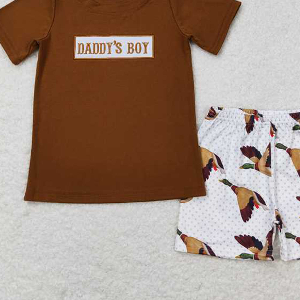 5.16  BSSO0719  RTS NO MOQ Daddy's boy shirt duck shorts boys summer outfits